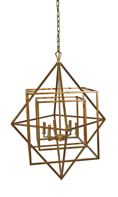 Brass geometric chandelier